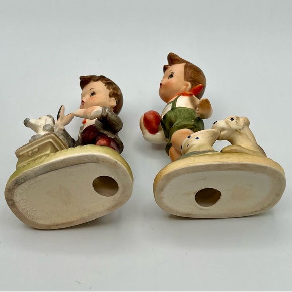 Vintage Arnart Japan Porcelain Figurines MCM Hummel Style Boys with Dogs 1960s - Picture 7 of 7